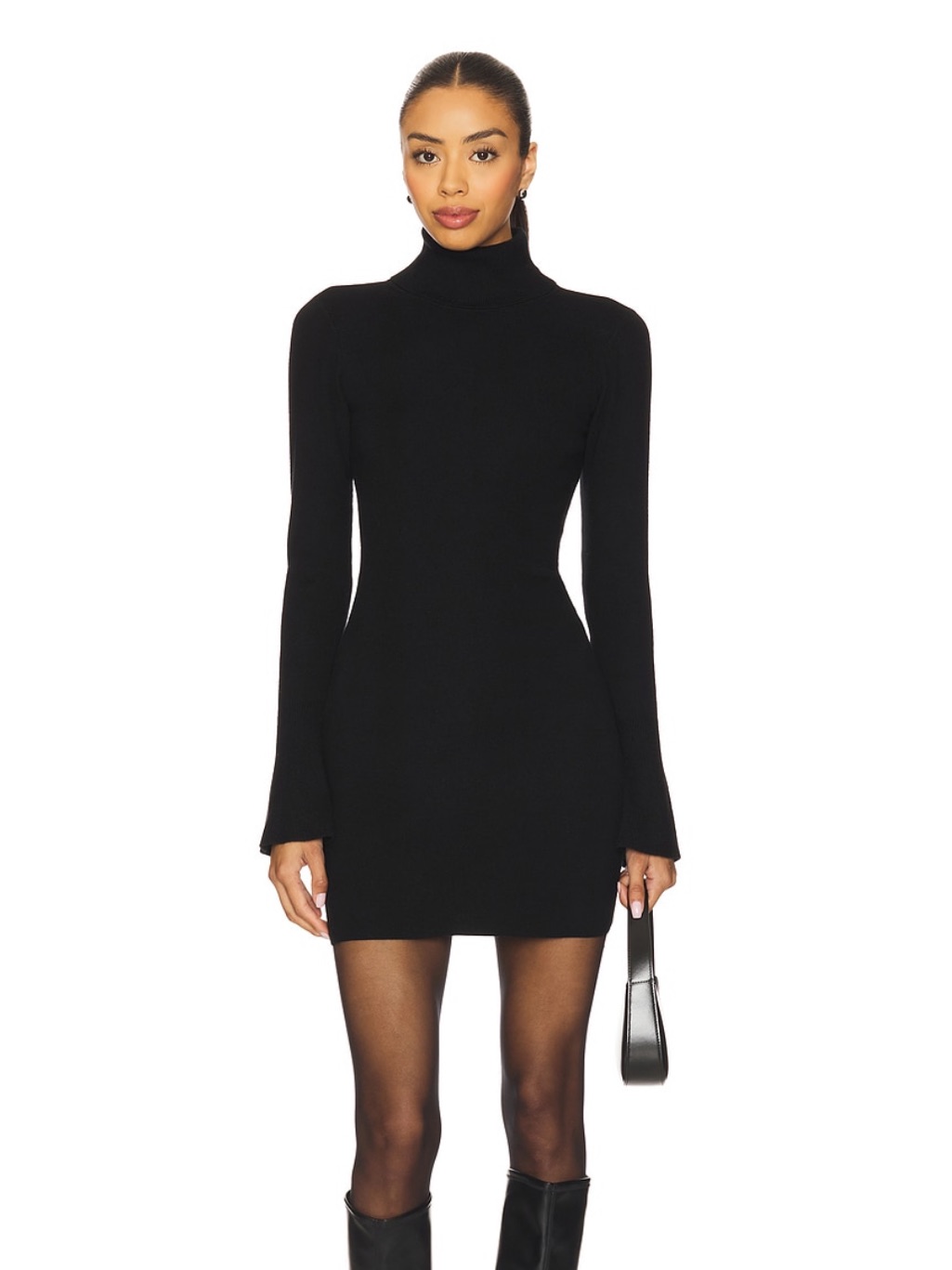 Lovers And Friend From Revolve Unstoppable Turtleneck Bell Sleeve Dress In Black